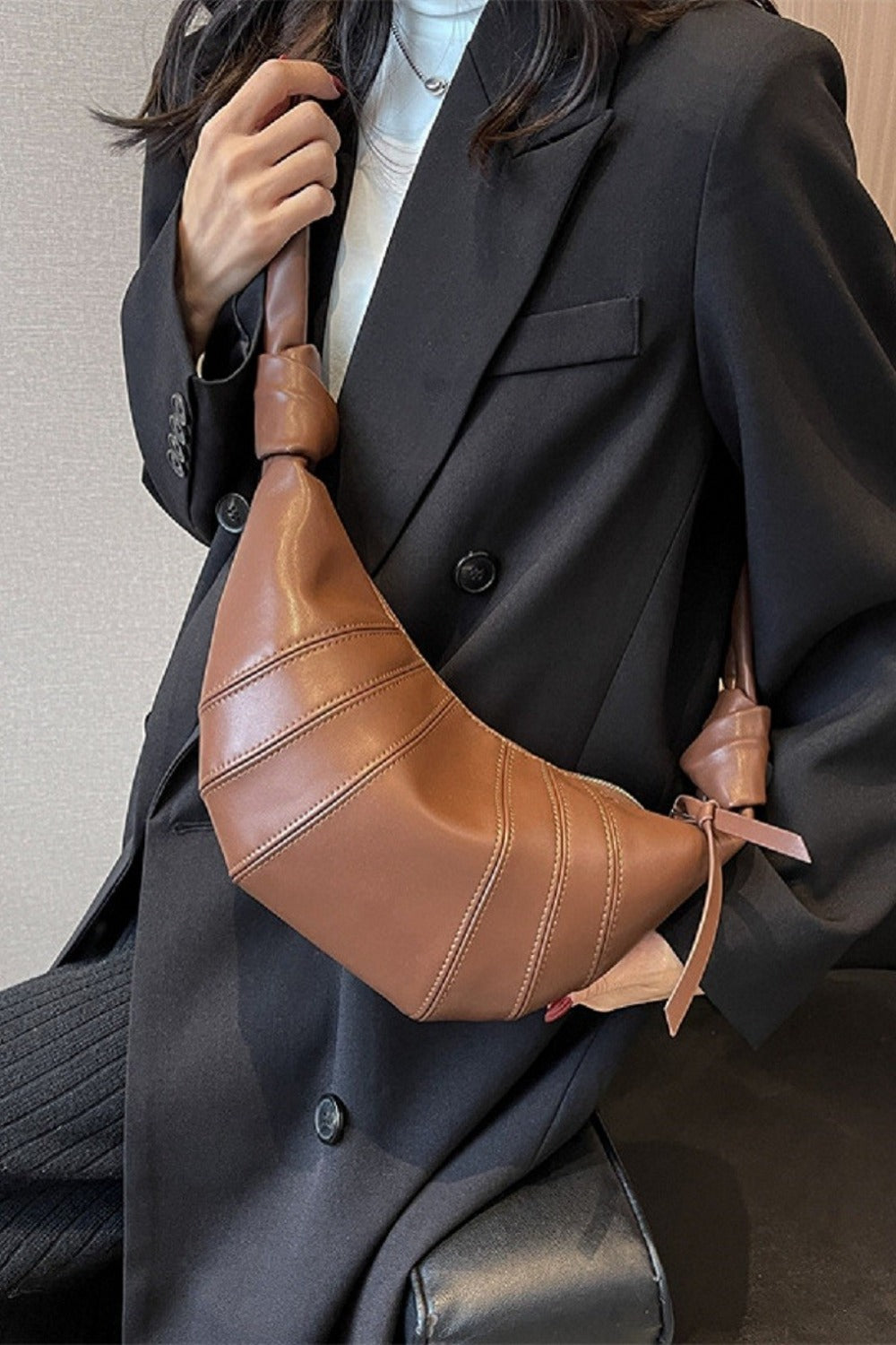 Zenana Half Moon Vegan Leather Satchel Crossbody Bag Trendsi