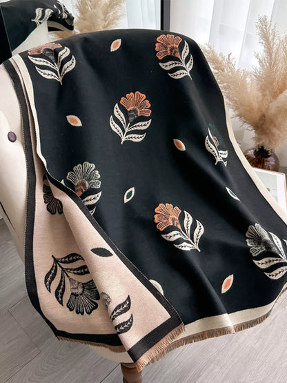 Printed Raw Hem Shawl  DAME BOHEME