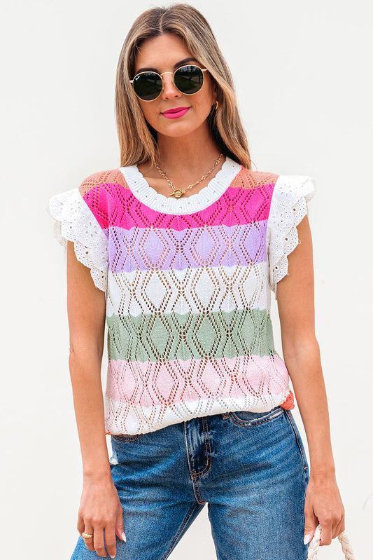 Alena Hollowed Knit Scallop Edge Sweater Vest  DAME BOHEME