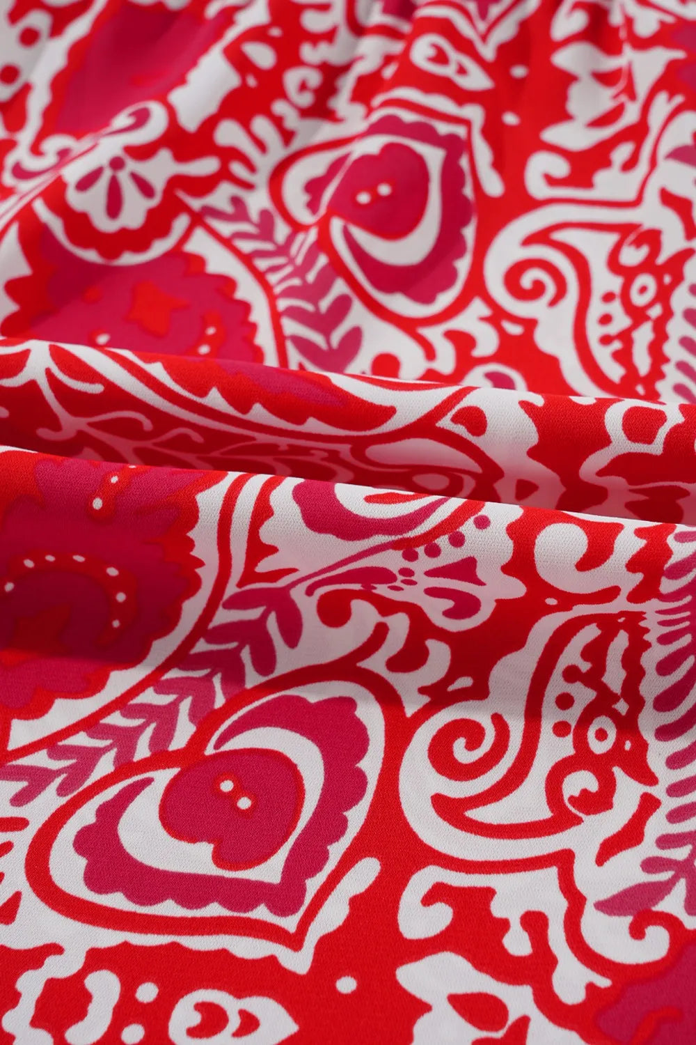 Paisley Print Side Slit Puff Sleeve High Waist Maxi Dress  DAME BOHEME