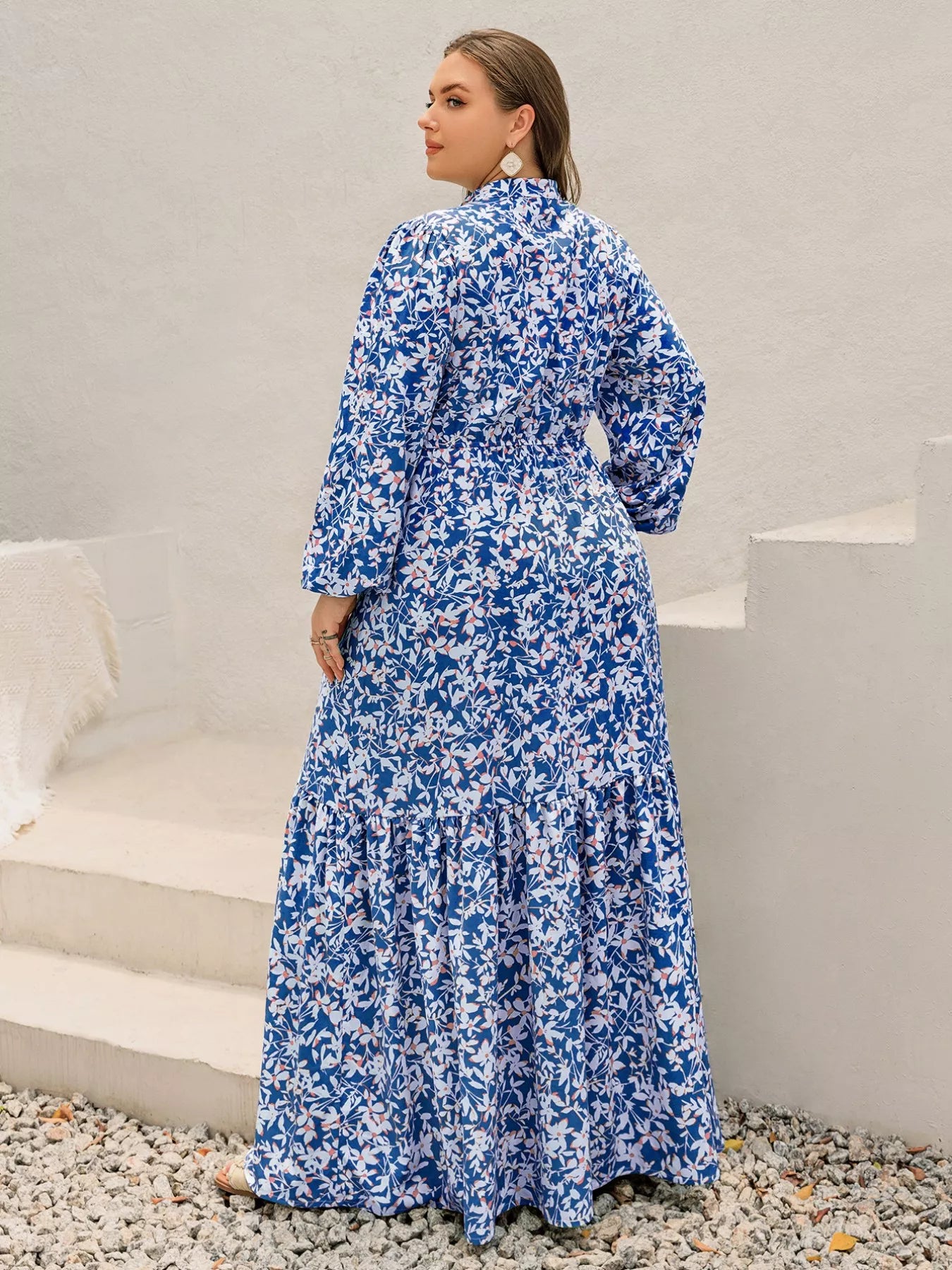 Plus Size Floral Print Bohemian Maxi Dress  DAME BOHEME