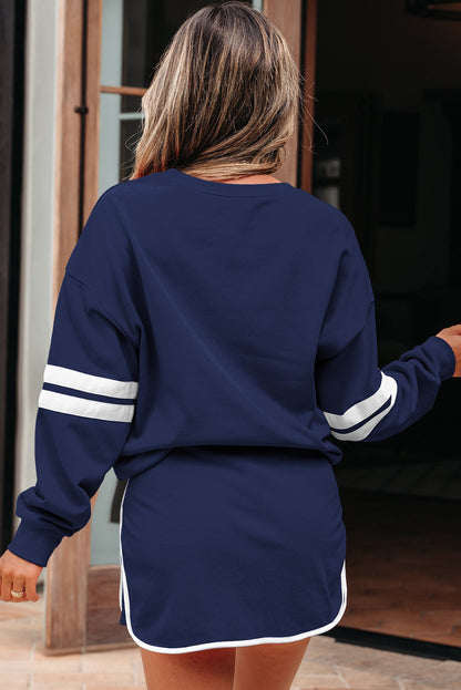 Sophia Varsity Sportwear Casual 2 Piece Skirt Outfit Set  DAME BOHEME