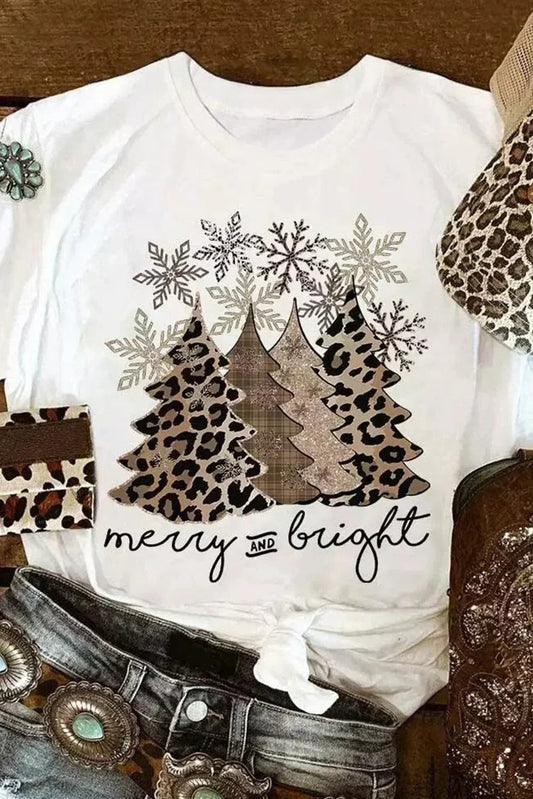 White Leopard Christmas Tree Graphic Tee – Festive & Fierce Crewneck  DAME BOHEME
