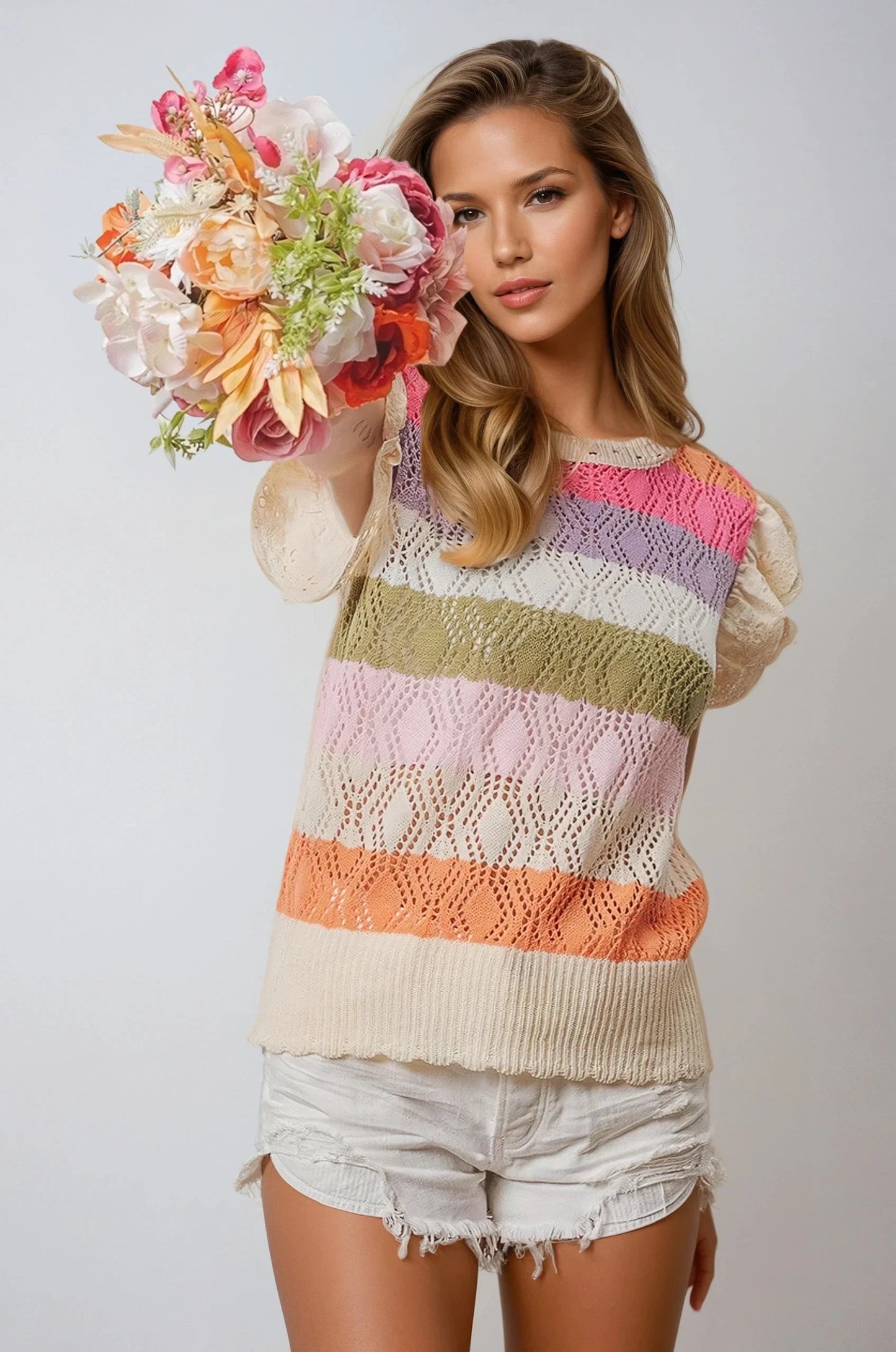 Sunshine Bliss Pointelle Knit Top  DAME BOHEME