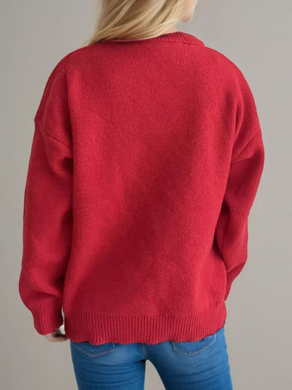 Cherry Pom-Pom Knit Round Neck Sweater  DAME BOHEME
