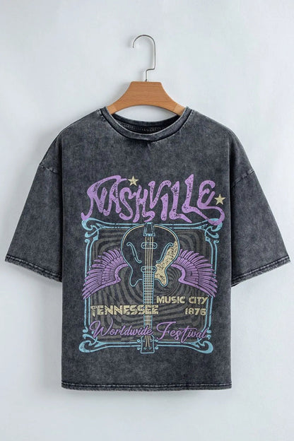 Graphic Mineral Washed Vintage Tee  DAME BOHEME