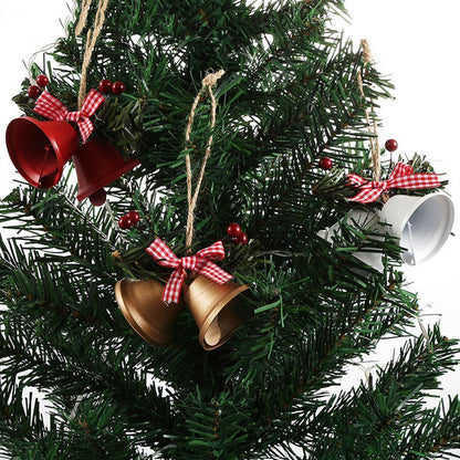 Christmas Bell Ornament Metal Dual Bell Christmas Bell Ornament Decoration with Berry Plaid Bow Christmas Tree Pendants For Making Wind Chimes Christmas Tree Hang Pendant Hang On Door wall porch  DAME BOHEME