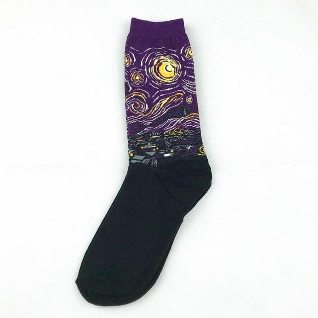 Classic Autumn Winter Retro Personality Art Van Gogh Mural World Famous Oil Painting Female Sock For Men And Women  DAME BOHEME