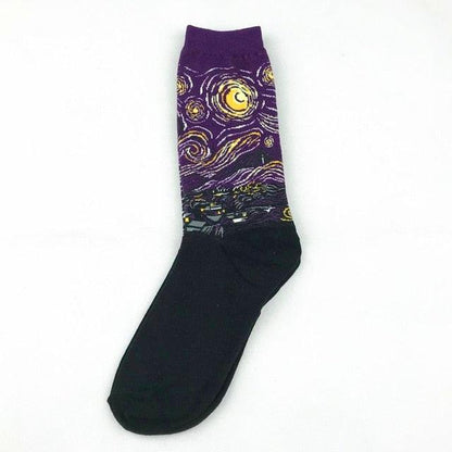 Classic Autumn Winter Retro Personality Art Van Gogh Mural World Famous Oil Painting Female Sock For Men And Women  DAME BOHEME