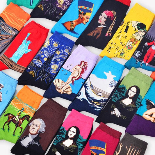 Classic Autumn Winter Retro Personality Art Van Gogh Mural World Famous Oil Painting Female Sock For Men And Women  DAME BOHEME