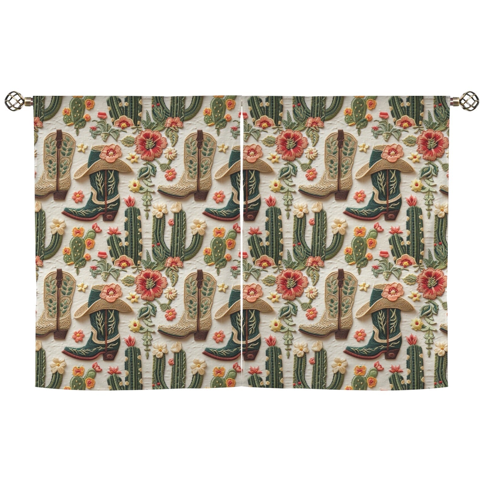 Cactus and Boots Curtains 28"x40" Made in America  DAME BOHEME