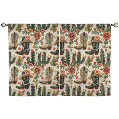 Cactus and Boots Curtains 28"x40" Made in America  DAME BOHEME