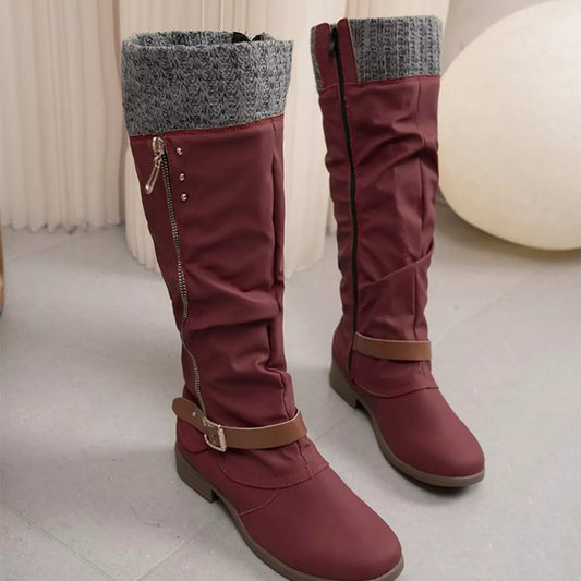 Knee High Slouch Boots with Knit Cuff  DAME BOHEME