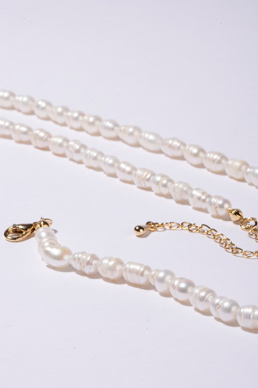 Small-Size Natural Pearl Bracelet and Necklace Set