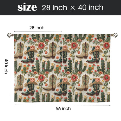 Cactus and Boots Curtains 28"x40" Made in America  DAME BOHEME