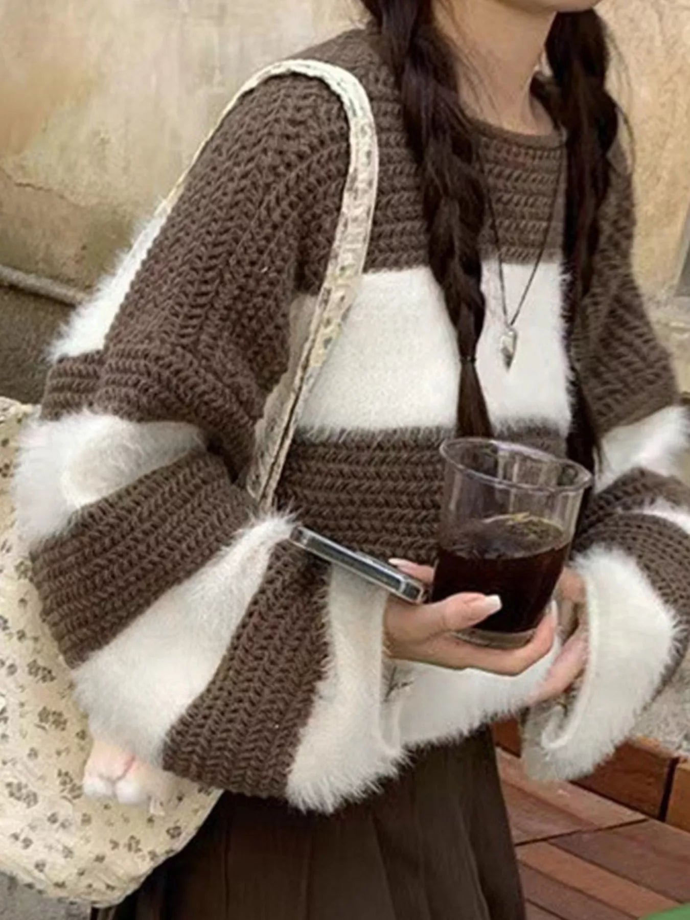 Color Block Dropped Shoulder Sweater  DAME BOHEME