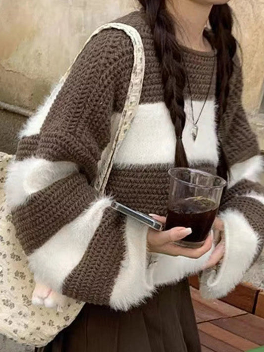 Color Block Dropped Shoulder Sweater  DAME BOHEME