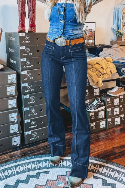 Center Seam Deep Wash Straight Jeans  DAME BOHEME