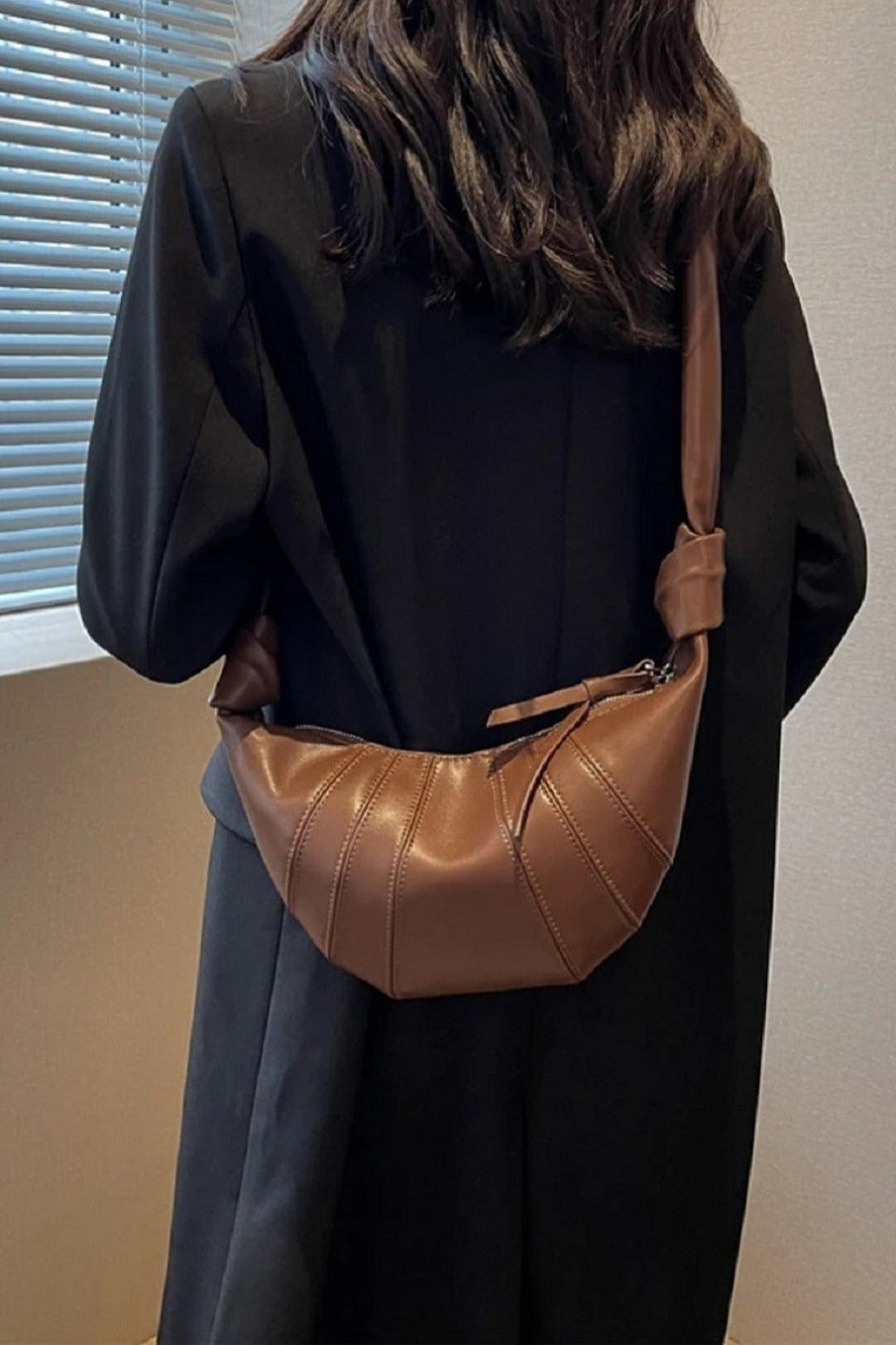 Zenana Half Moon Vegan Leather Satchel Crossbody Bag Trendsi