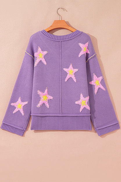 Aubrey Brushed Star Oversize Sweater  DAME BOHEME
