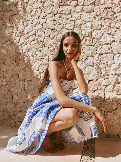 Seashell Print Maxi Cami Dress Plus Size Trendsi