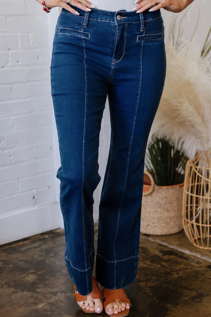 Center Seam Deep Wash Straight Jeans  DAME BOHEME