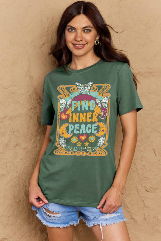 Simply Love Full Size FIND INNER PEACE Graphic Cotton T-Shirt  DAME BOHEME
