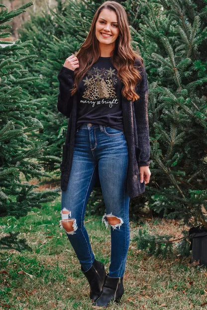 White Leopard Christmas Tree Graphic Tee – Festive & Fierce Crewneck  DAME BOHEME