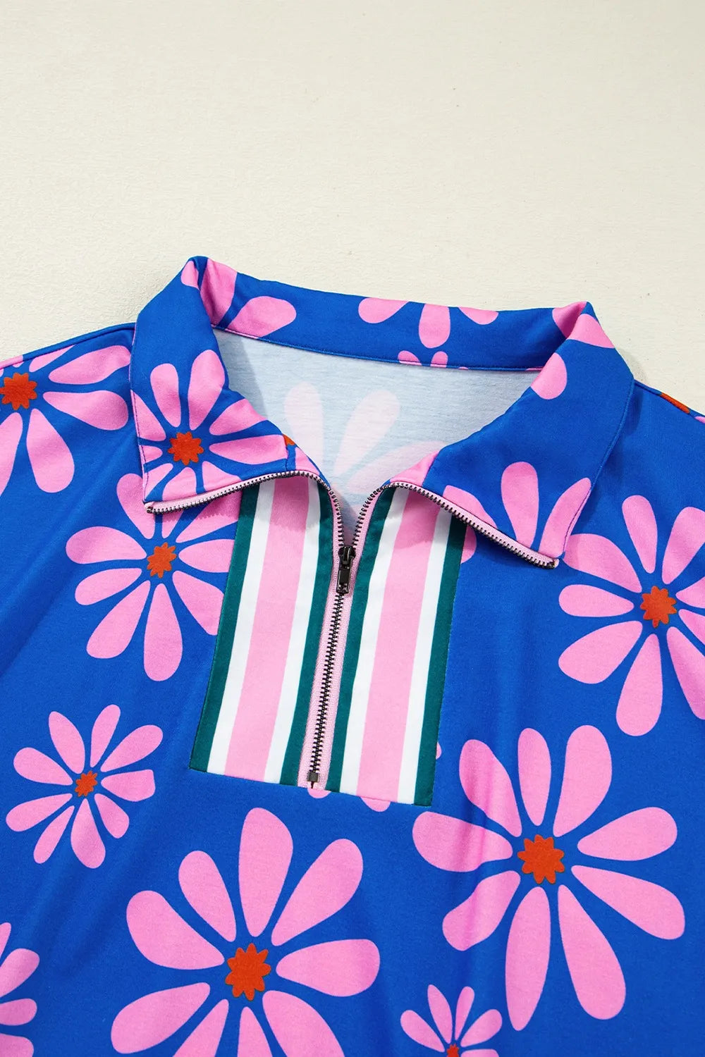 Floral Print Zip Collar Drawstring Summer Mini Dress Trendsi