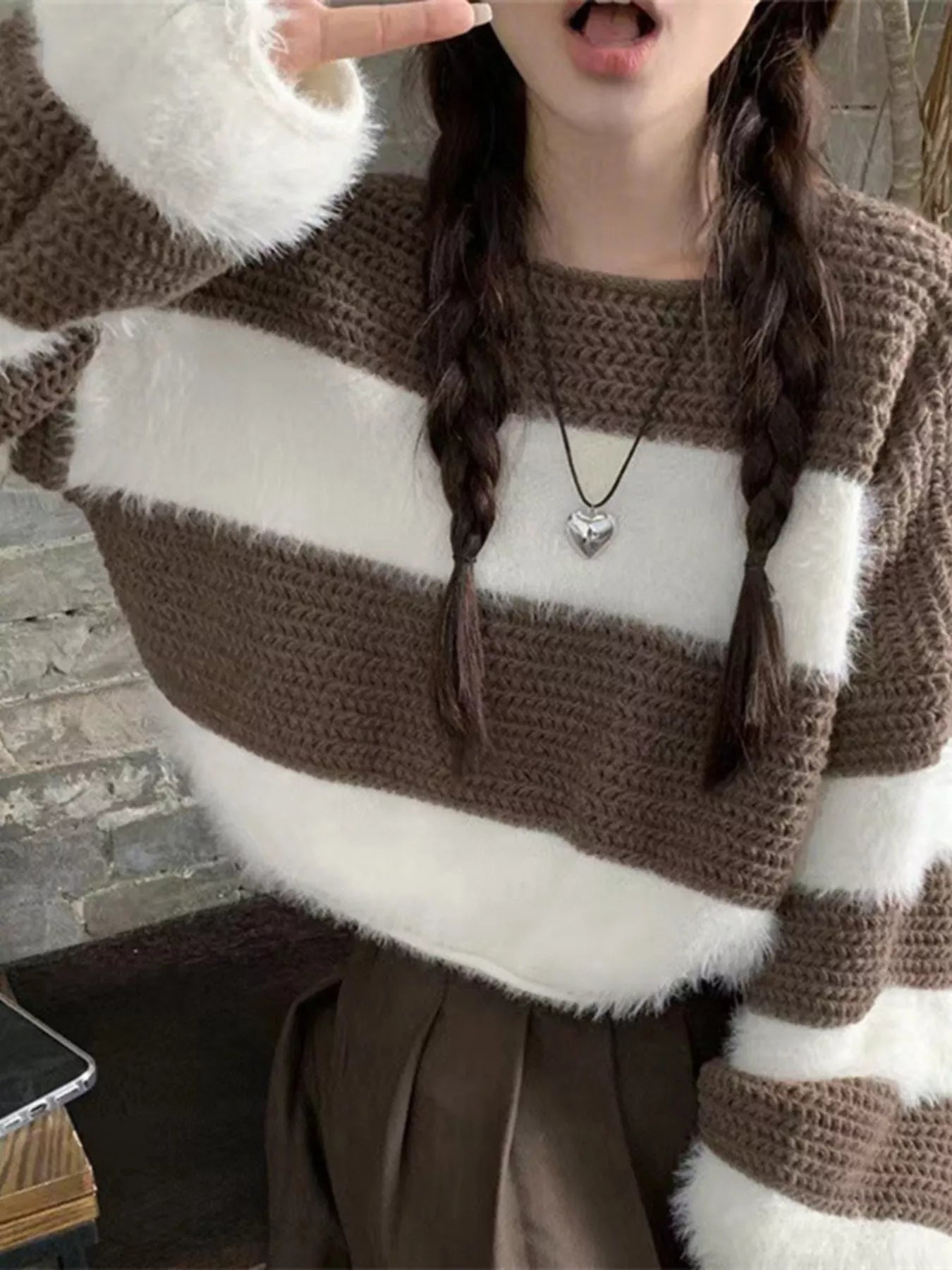 Color Block Dropped Shoulder Sweater  DAME BOHEME