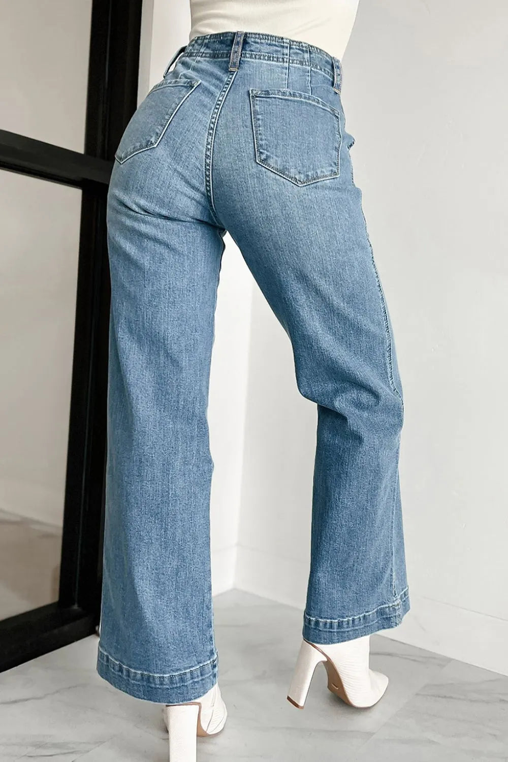 Button Fly High Waist Flared Jeans Simply Love