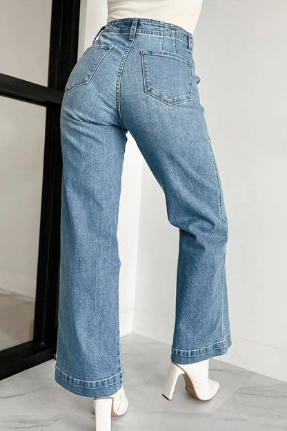 Button Fly High Waist Flared Jeans Simply Love