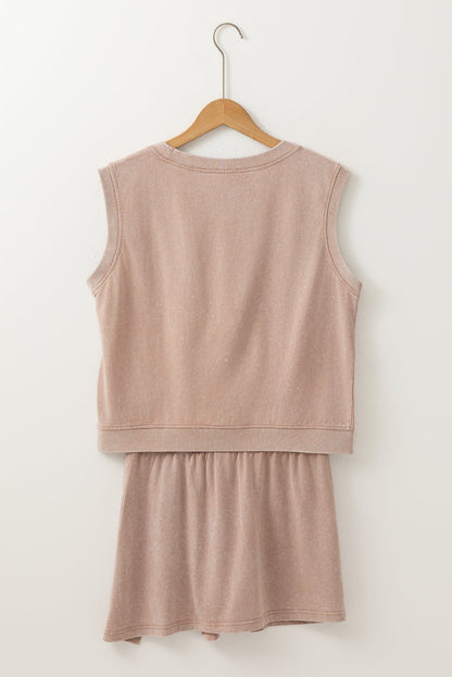 Aria 2 Pieces Mineral Wash Cotton Tank Top Lined Split Skirt Set  DAME BOHEME
