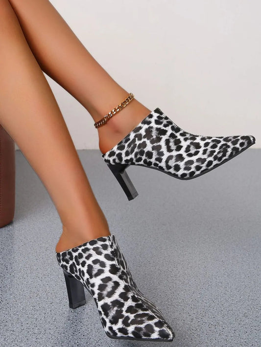 PU Leather Leopard Point Toe Pumps Trendsi