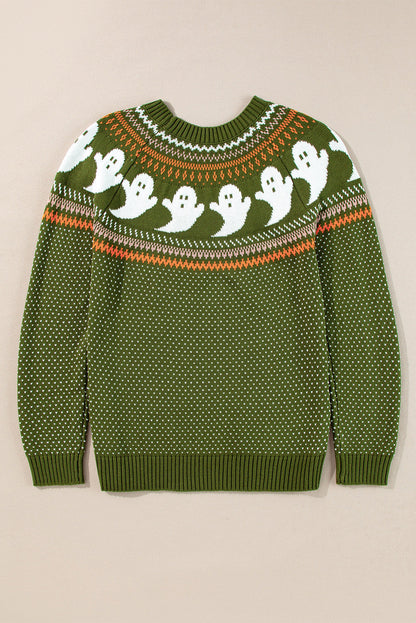 Kaylee Halloween Ghost Pattern Sweater  DAME BOHEME