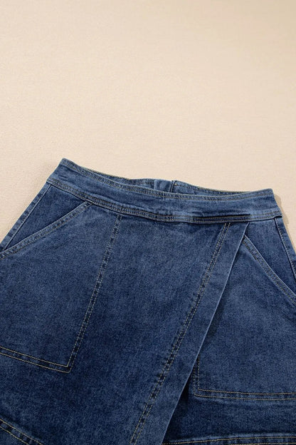 Asymmetrical Denim Skort with Pockets Simply Love