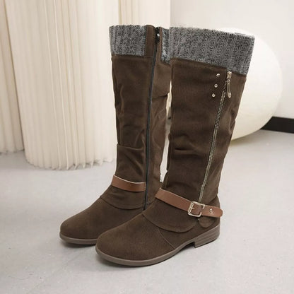 Knee High Slouch Boots with Knit Cuff  DAME BOHEME
