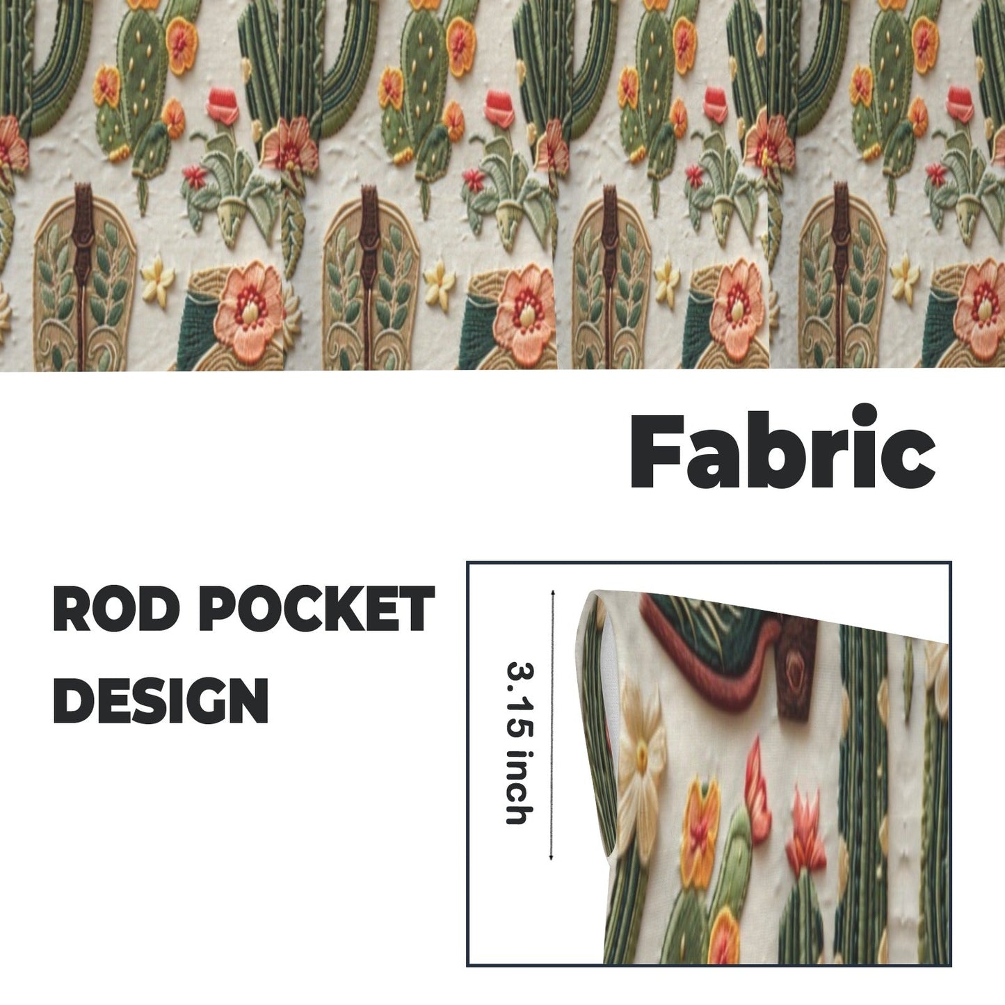 Cactus and Boots Curtains 28"x40" Made in America  DAME BOHEME