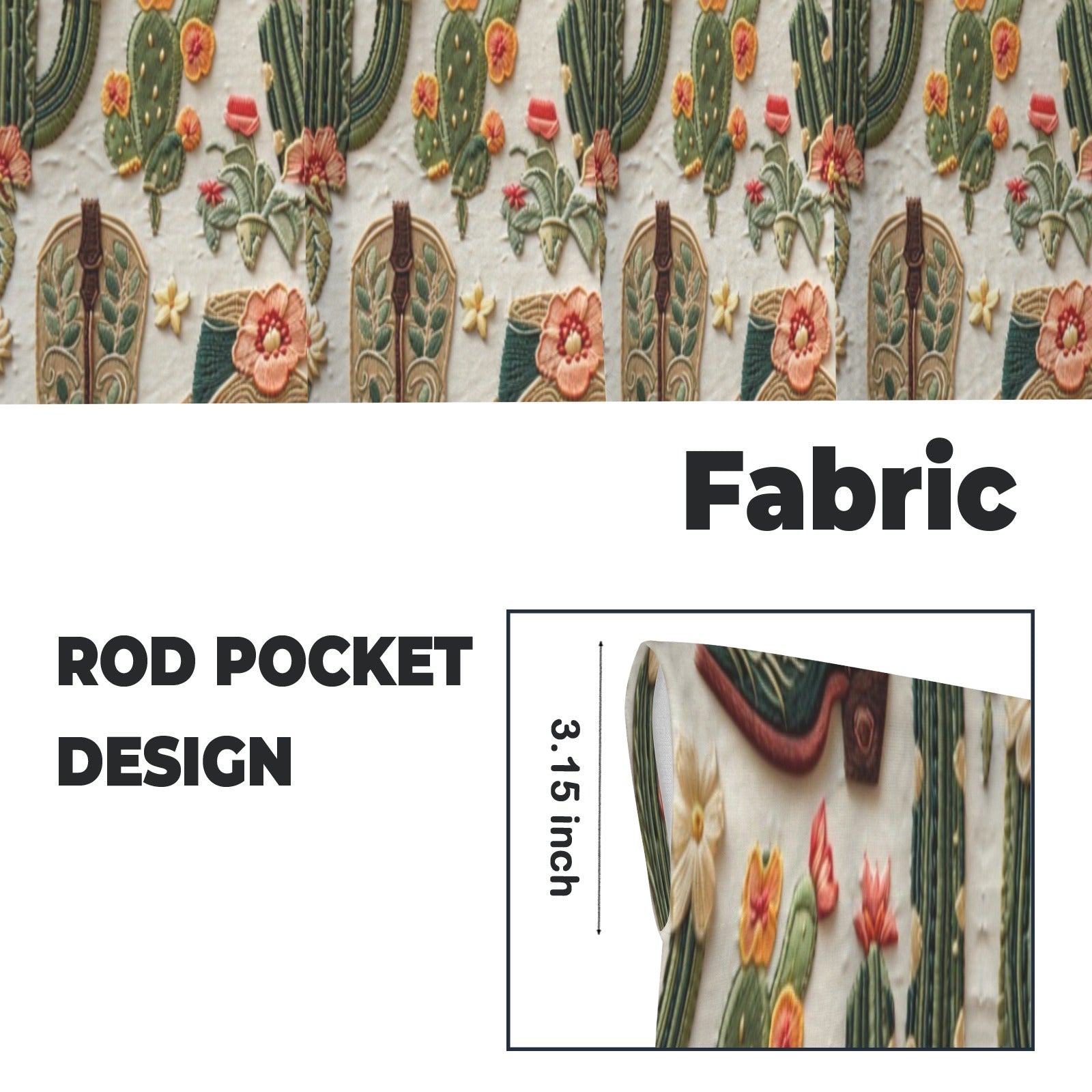 Cactus and Boots Curtains 28"x40" Made in America  DAME BOHEME