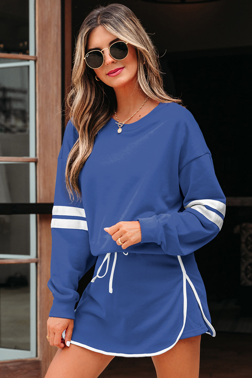 Sophia Varsity Sportwear Casual 2 Piece Skirt Outfit Set  DAME BOHEME