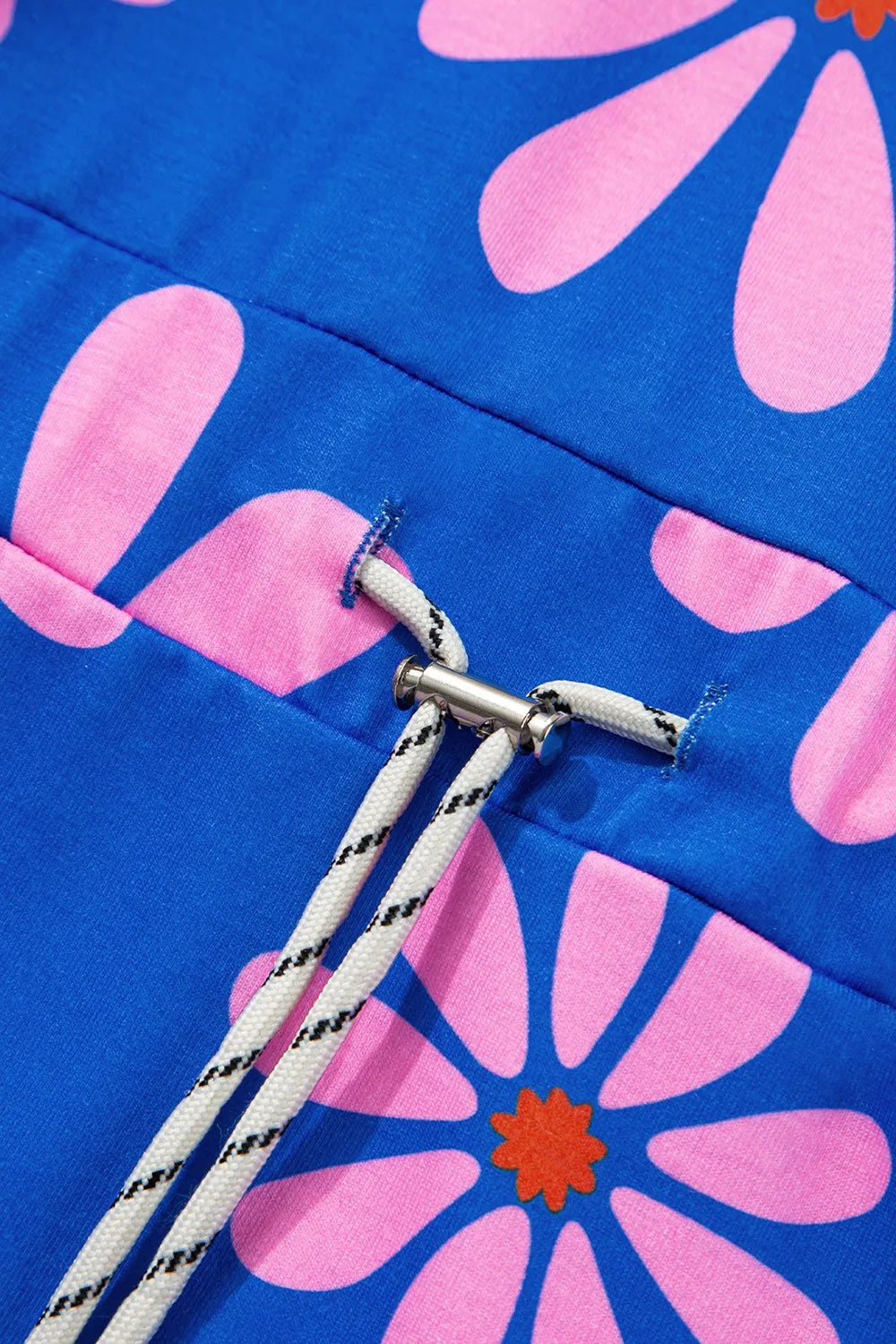 Floral Print Zip Collar Drawstring Summer Mini Dress Trendsi