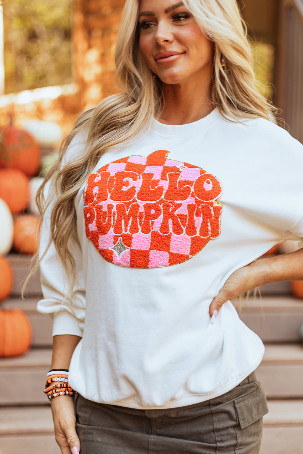 Blair Halloween Pumpkin Patched Pullover Sweatshirt  DAME BOHEME