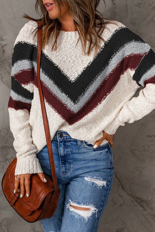 Cecilia Chevron Striped Sweater  DAME BOHEME