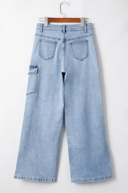 Light Wash Bowknot Ties Cargo Jeans Simply Love