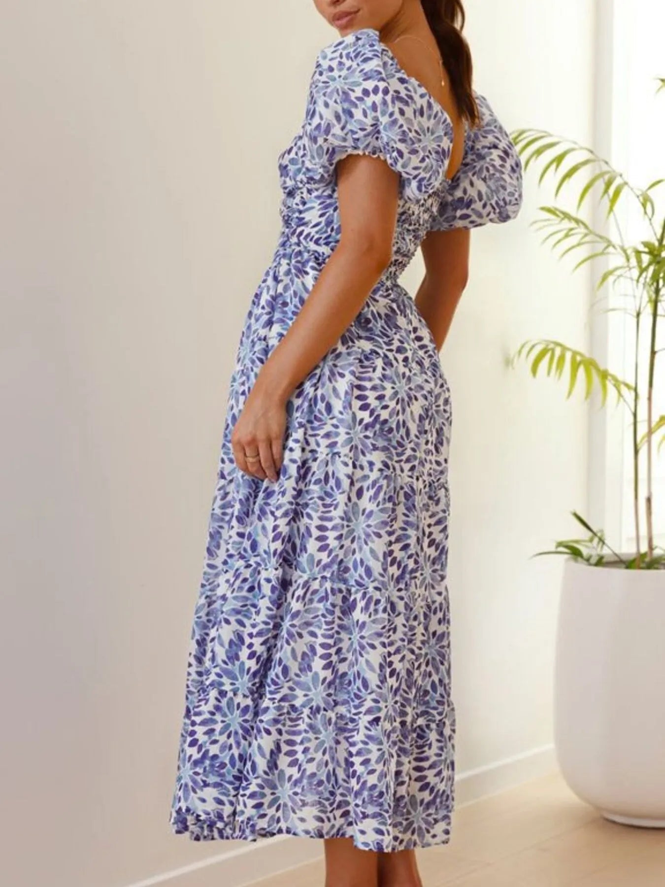 Off-Shoulder Floral Tiered Dress with Ruffle Details Trendsi