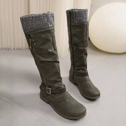 Knee High Slouch Boots with Knit Cuff  DAME BOHEME