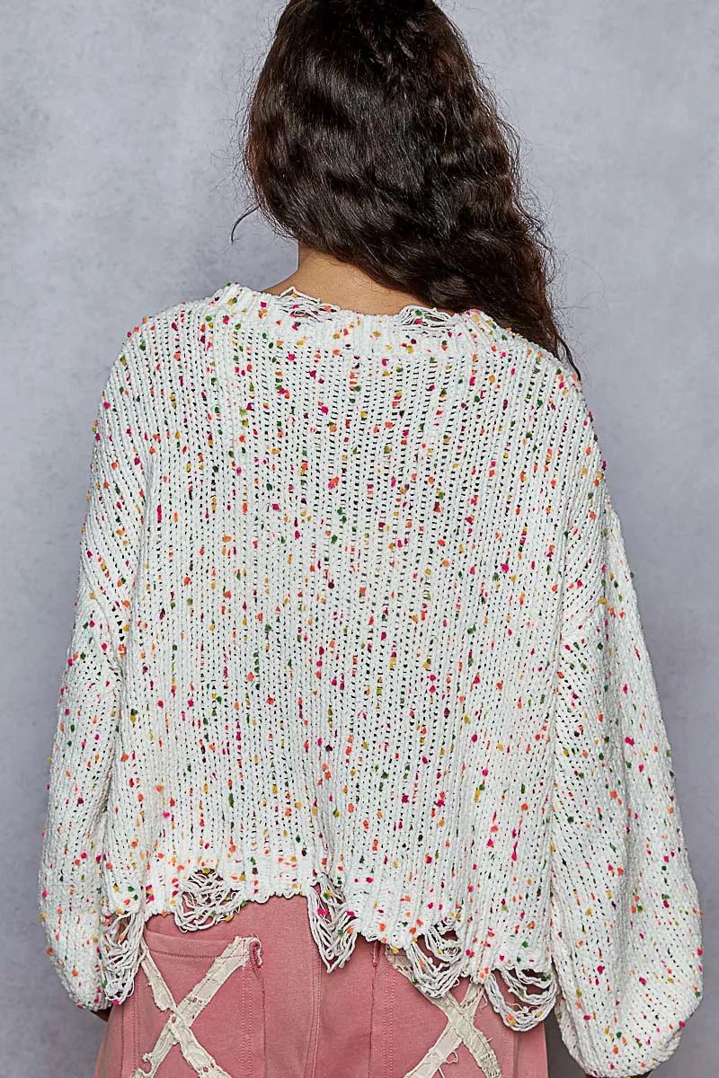 POL Round Neck Fringed Hem Sweater  DAME BOHEME
