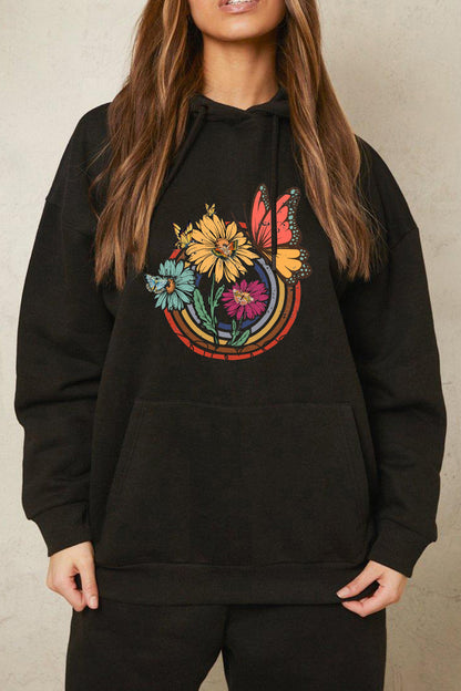 Simply Love Full Size Butterfly and Flower Graphic Hoodie  DAME BOHEME
