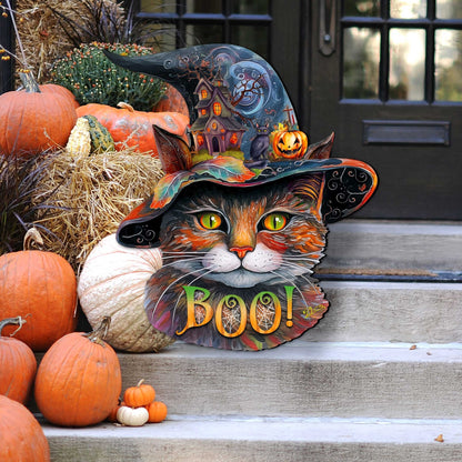 Halloween Cat in a Hat Holiday Door Decor by G. DeBrekht - Halloween Decor - 8652792H  DAME BOHEME
