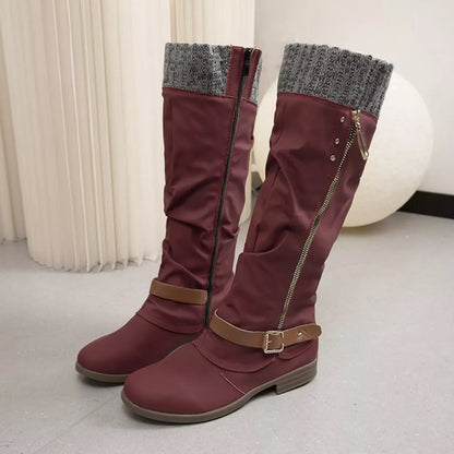 Knee High Slouch Boots with Knit Cuff  DAME BOHEME